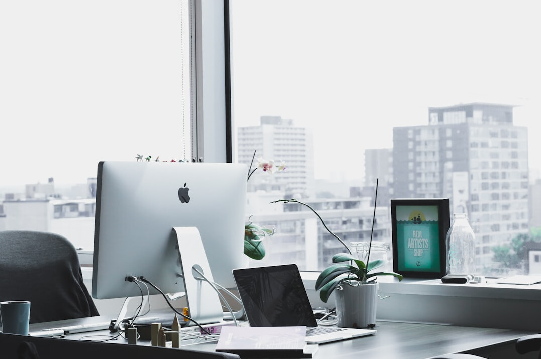 modern office with computers